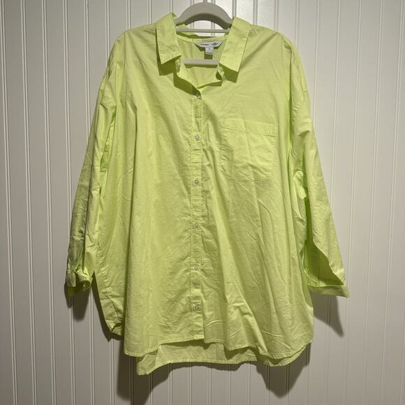 Old Navy Boyfriend Shirt Lime Green NEW Plus Size 2X - Picture 2 of 7